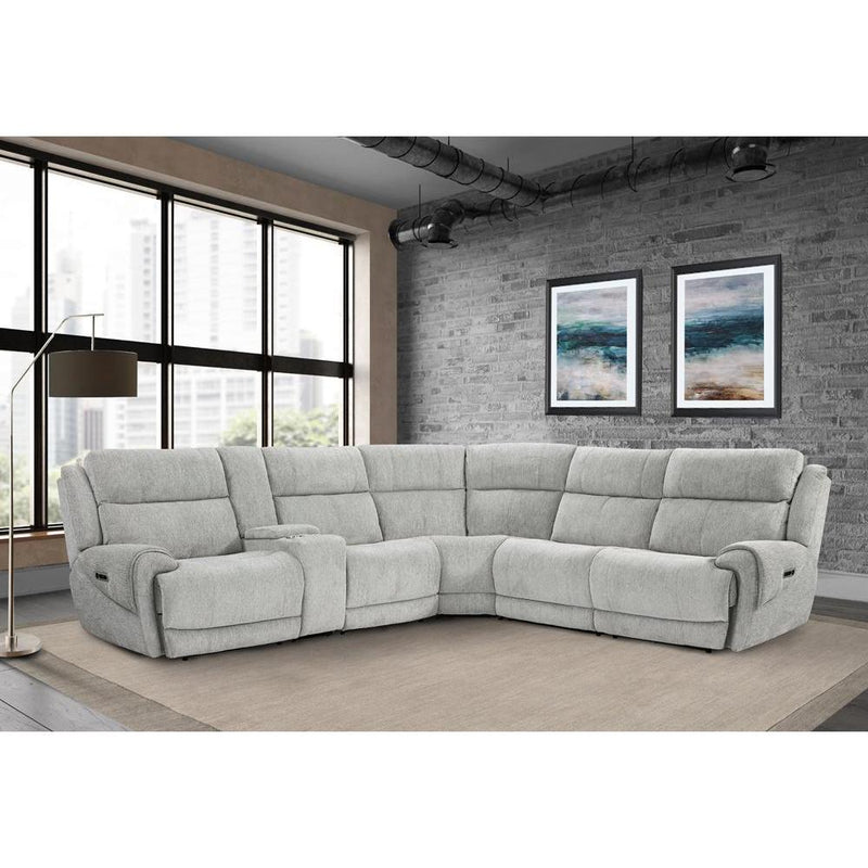 Parker Living Spencer MSPE-PACKA(H)-TPE Tide Pebble 6 Piece Modular Power Reclining Sectional with Power Adjustable Headrests