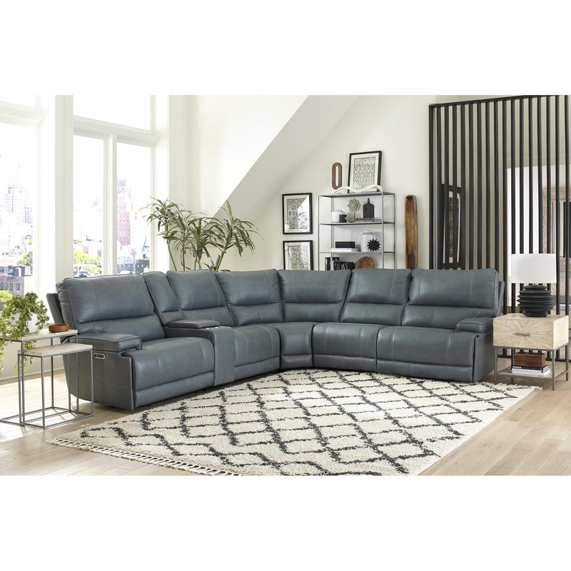 Parker Living Whitman MWHI-PACKA(H)-P50-VAZ Verona Azure 6 pc Power Reclining Sectional with Adjustable Headrests