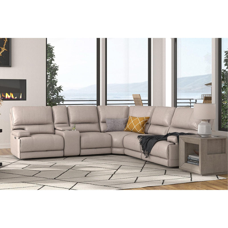 Parker Living Whitman MWHI-PACKA(H)-P50-VLI Verona Linen 6 pc Power Reclining Sectional with Adjustable Headrests