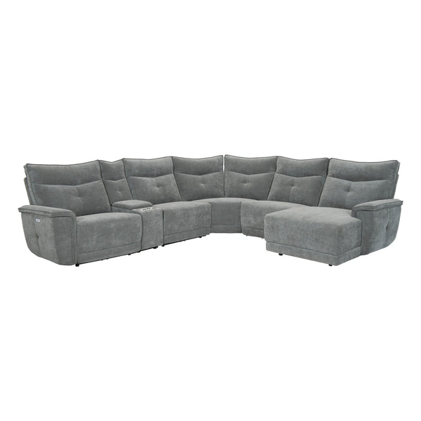 Homelegance Tesoro 9509DG*6LRPWH5R 6 pc Modular Power Reclining Sectional with Power Headrests, and USB Ports IMAGE 1