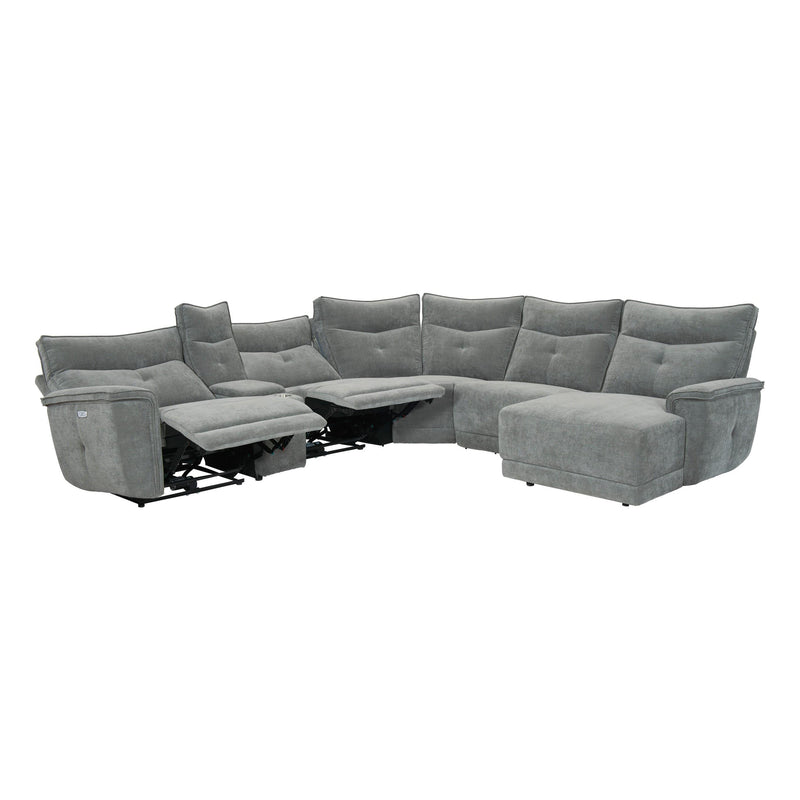 Homelegance Tesoro 9509DG*6LRPWH5R 6 pc Modular Power Reclining Sectional with Power Headrests, and USB Ports IMAGE 4