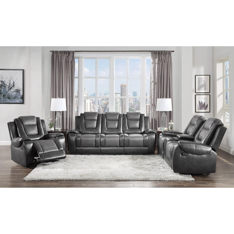 Homelegance Briscoe Reclining Leather Look Sofa 9470GY-3 IMAGE 7
