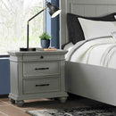 Elements International Slater SR300NS 3-Drawer Nightstand with USB - Grey IMAGE 1