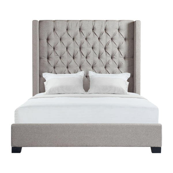 Elements International Morrow UMW092QB Queen Upholstered Bed - Gray IMAGE 1