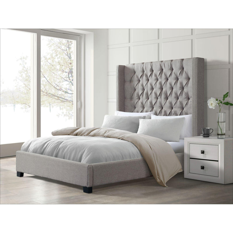 Elements International Morrow UMW092QB Queen Upholstered Bed - Gray IMAGE 7