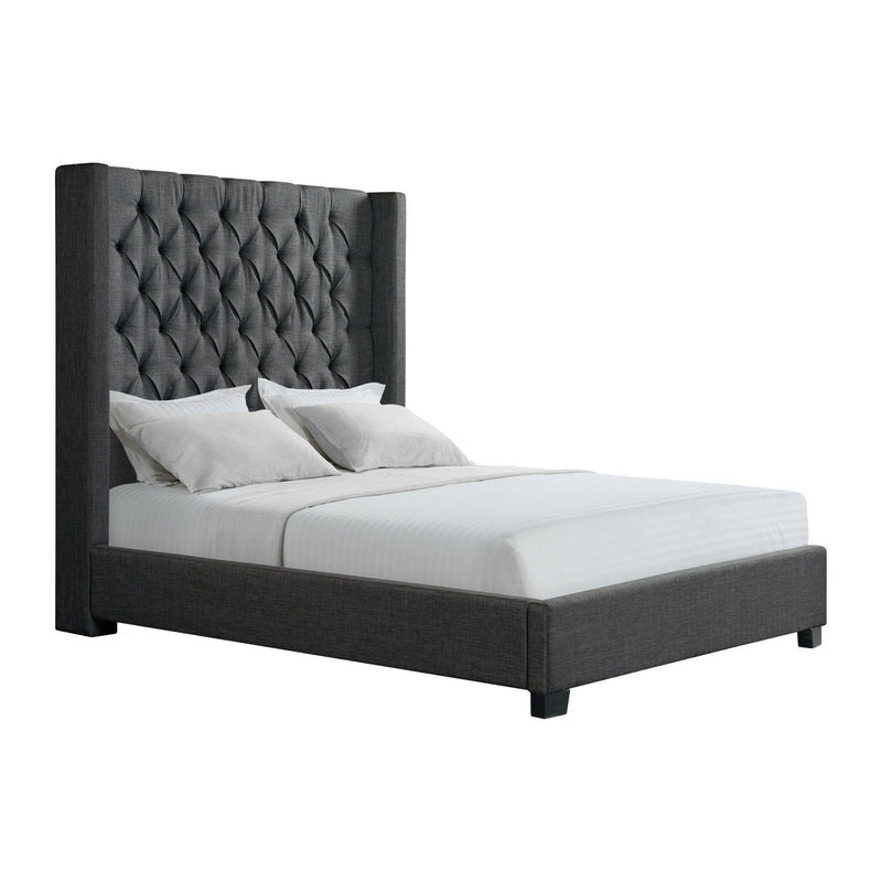 Elements International Morrow UMW090QB Queen Upholstered Bed - Charcoal IMAGE 2
