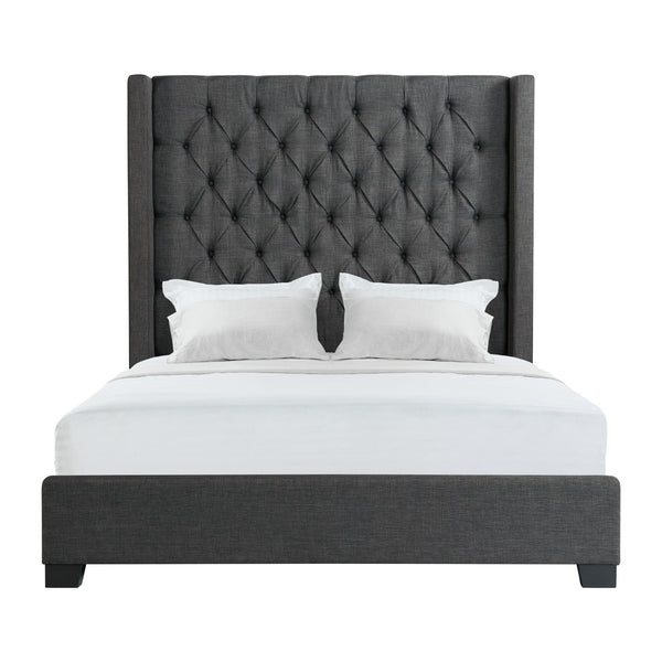Elements International Morrow UMW090KB King Upholstered Bed - Charcoal IMAGE 1