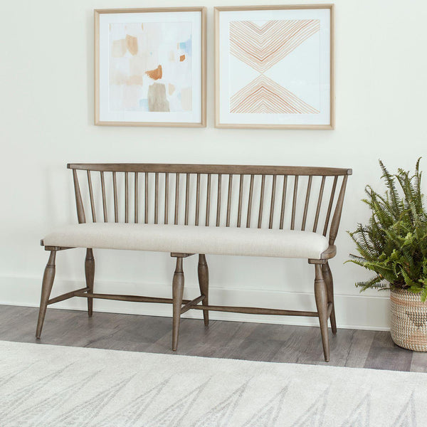 Liberty Furniture Industries Inc. Americana Farmhouse 615-C1001B Upholstered Seat Windsor Bench IMAGE 1