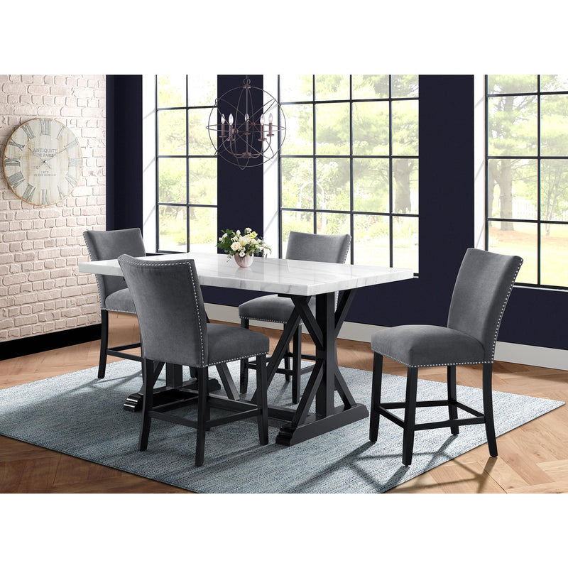 Elements International Tuscany Counter Height Side Chair Set in Charcoal IMAGE 9