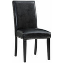 Elements International Meridian Faux Leather Side Chair Set in Black IMAGE 1