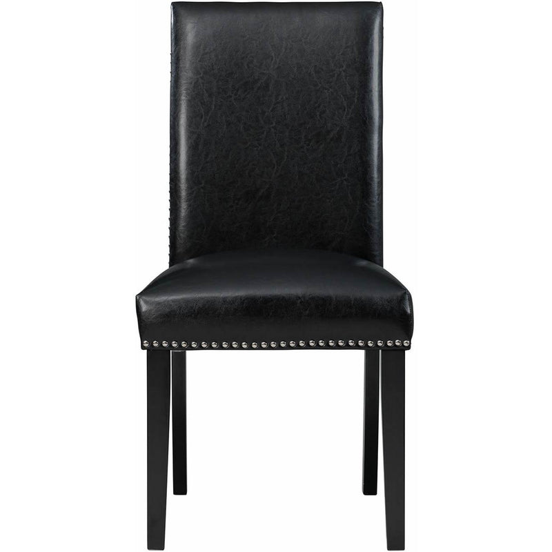 Elements International Meridian Faux Leather Side Chair Set in Black IMAGE 2