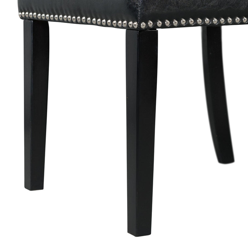 Elements International Meridian Faux Leather Side Chair Set in Black IMAGE 8