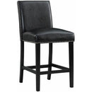 Elements International Meridian Faux Leather Counter Height Side Chair Set in Black IMAGE 1