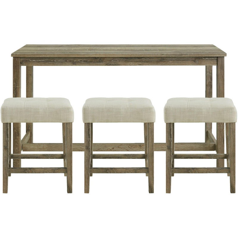 Elements International Oak Lawn Bar Table Single Pack (Table + Three Stools) IMAGE 1