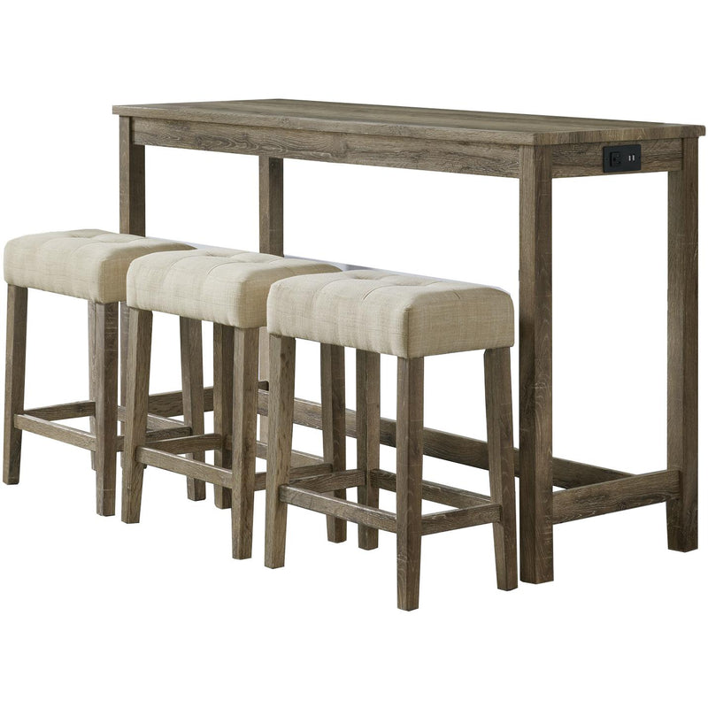 Elements International Oak Lawn Bar Table Single Pack (Table + Three Stools) IMAGE 2