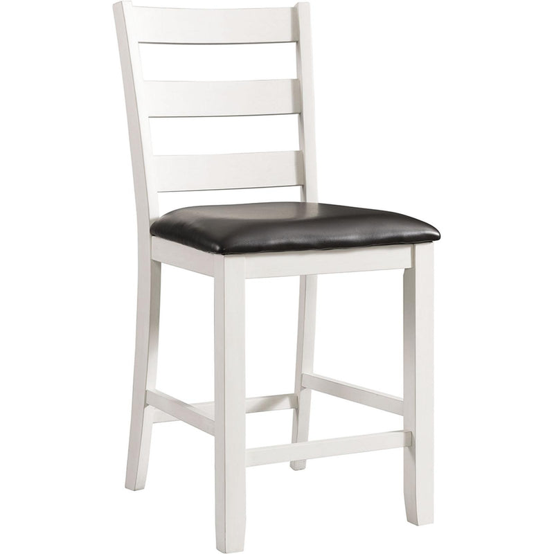 Elements International Martin Counter Side Chair with Chocolate PU – White Finish IMAGE 1