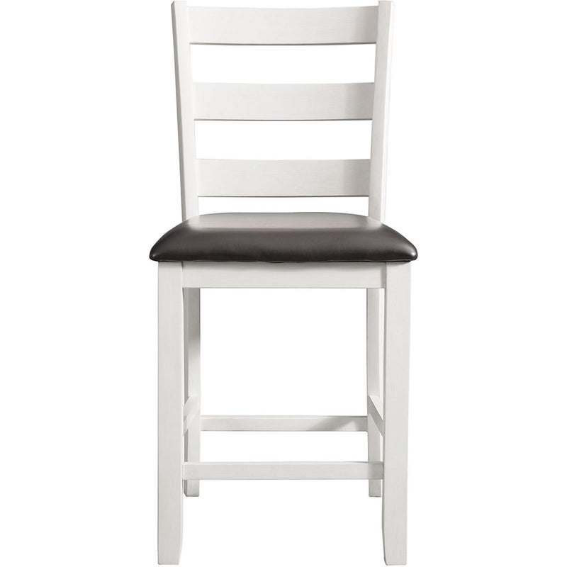 Elements International Martin Counter Side Chair with Chocolate PU – White Finish IMAGE 2