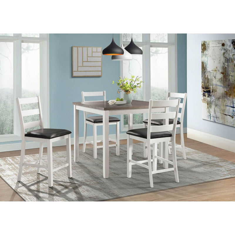 Elements International Martin Counter Side Chair with Chocolate PU – White Finish IMAGE 6