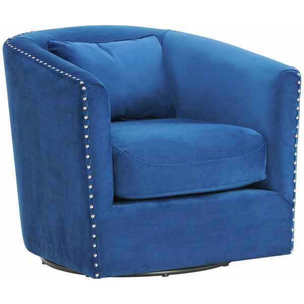 Elements International Stanton Swivel Chair in Royale Cobalt W/ Nails - 3A IMAGE 1