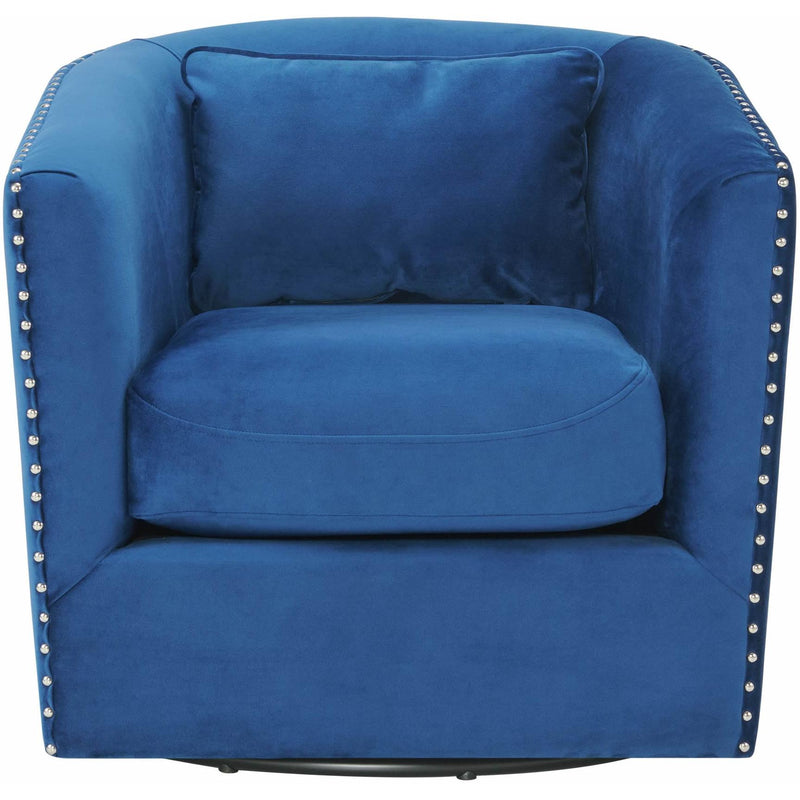 Elements International Stanton Swivel Chair in Royale Cobalt W/ Nails - 3A IMAGE 2