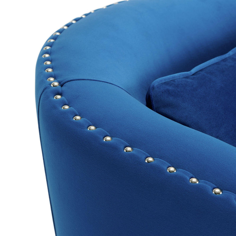 Elements International Stanton Swivel Chair in Royale Cobalt W/ Nails - 3A IMAGE 5