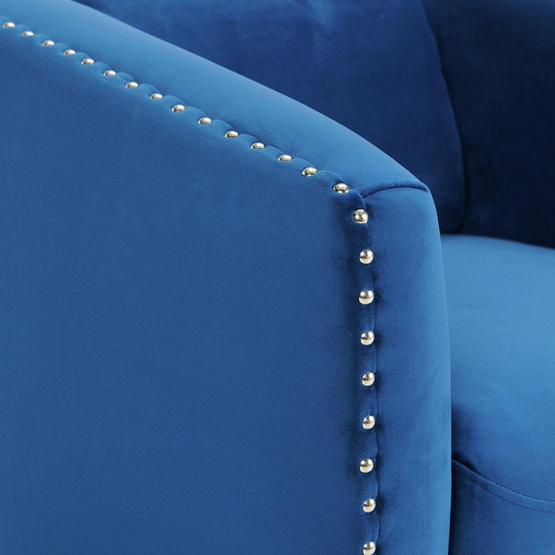Elements International Stanton Swivel Chair in Royale Cobalt W/ Nails - 3A IMAGE 6
