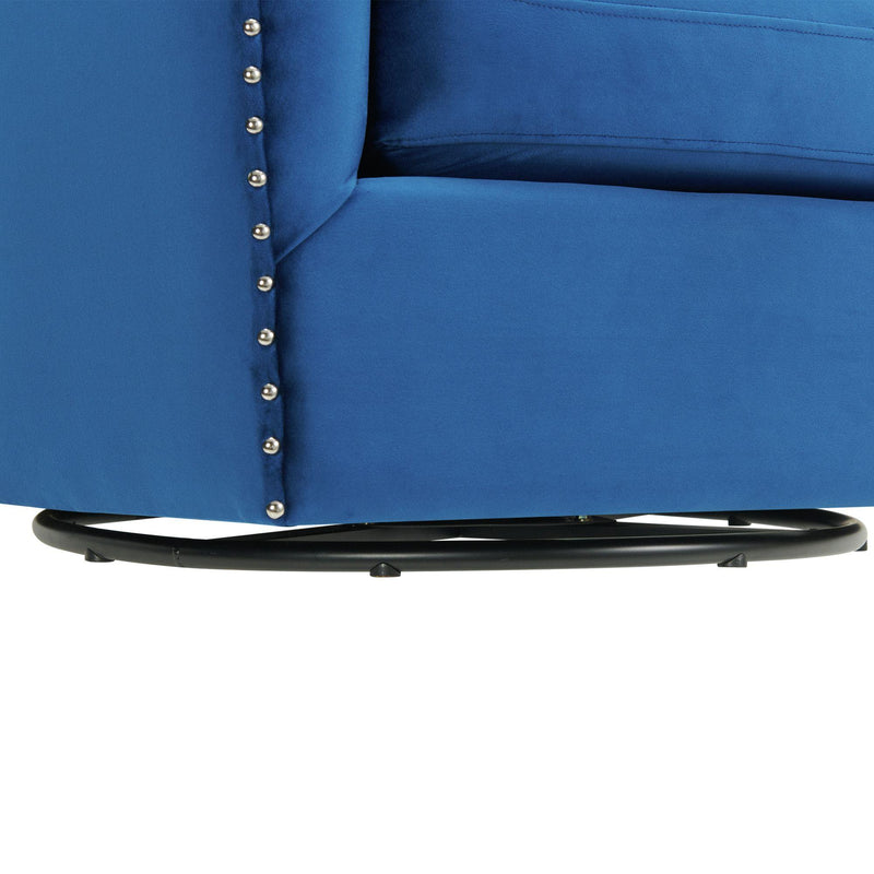 Elements International Stanton Swivel Chair in Royale Cobalt W/ Nails - 3A IMAGE 8