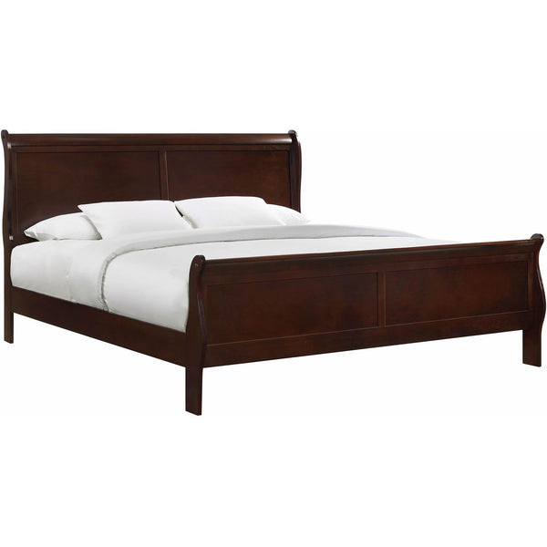 Elements International Louis Philippe King Panel Bed in Cherry IMAGE 1