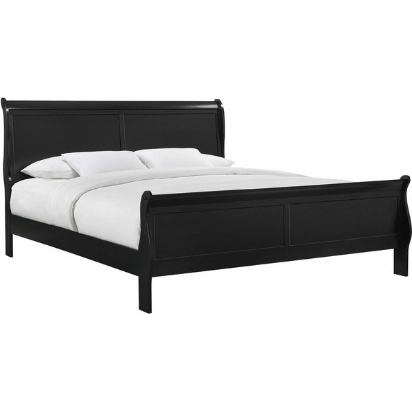  Elements International Louis Philippe King Panel Bed in Black IMAGE 1