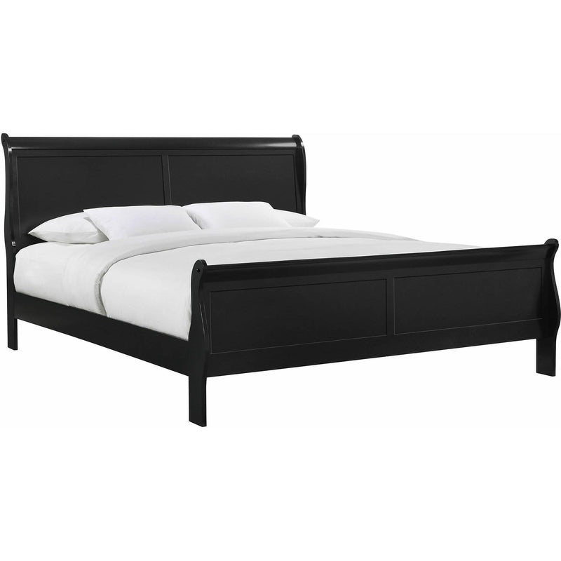  Elements International Louis Philippe King Panel Bed in Black IMAGE 1