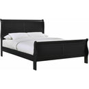 Elements International Louis Philippe Queen Panel Bed in Black IMAGE 1