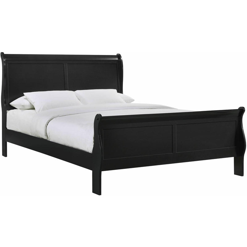 Elements International Louis Philippe Queen Panel Bed in Black IMAGE 1