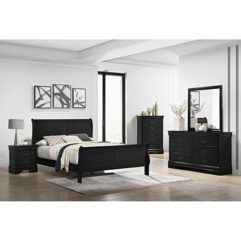 Elements International Louis Philippe Queen Panel Bed in Black IMAGE 7