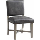 Elements International Collins Dining Side Chair W/ Stretcher in Grey IMAGE 1