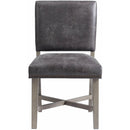 Elements International Collins Dining Side Chair W/ Stretcher in Grey IMAGE 2