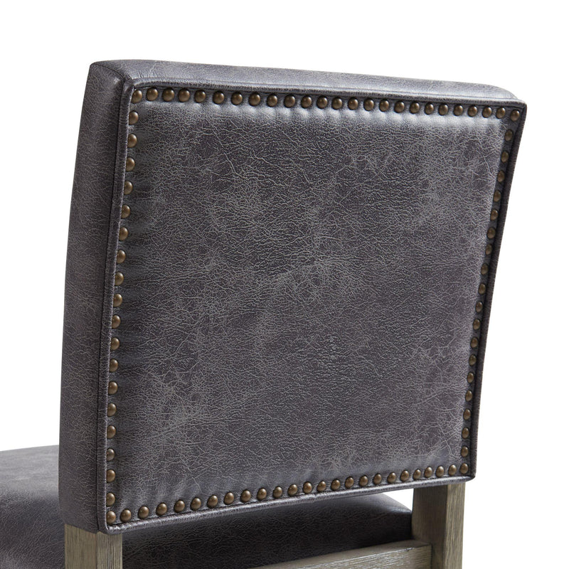 Elements International Collins Dining Side Chair W/ Stretcher in Grey IMAGE 6