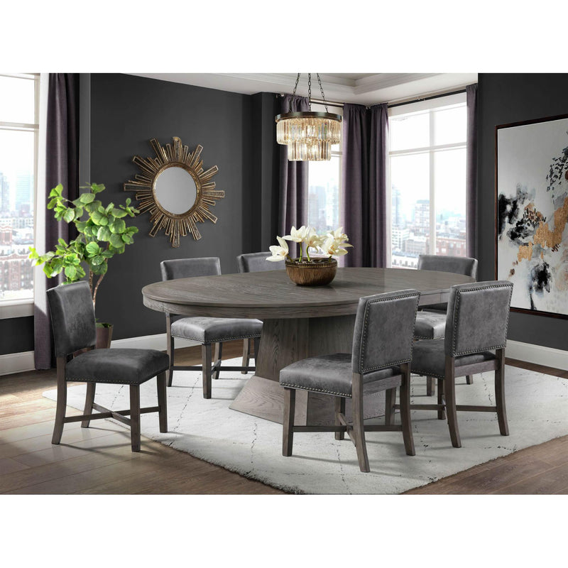 Elements International Collins Dining Side Chair W/ Stretcher in Grey IMAGE 9