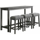 Elements International Oak Lawn Charcoal Grey Bar Table Single Pack (Table + 3 Grey Fabric Stools) IMAGE 1