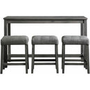 Elements International Oak Lawn Charcoal Grey Bar Table Single Pack (Table + 3 Grey Fabric Stools) IMAGE 2