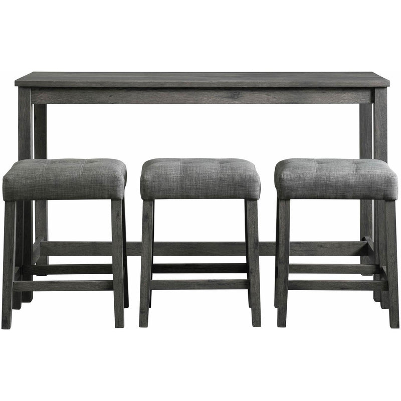 Elements International Oak Lawn Charcoal Grey Bar Table Single Pack (Table + 3 Grey Fabric Stools) IMAGE 2