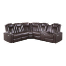 Homelegance Caelan 9366DB*SC 3 pc Reclining Sectional with Console, Power Headrests, Storage Arms and LED Lights IMAGE 1