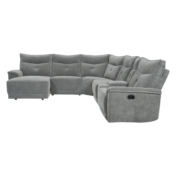 Homelegance Tesoro 9509DG*65LRR 6 pc Modular Reclining Sectional with Left Chaise IMAGE 1