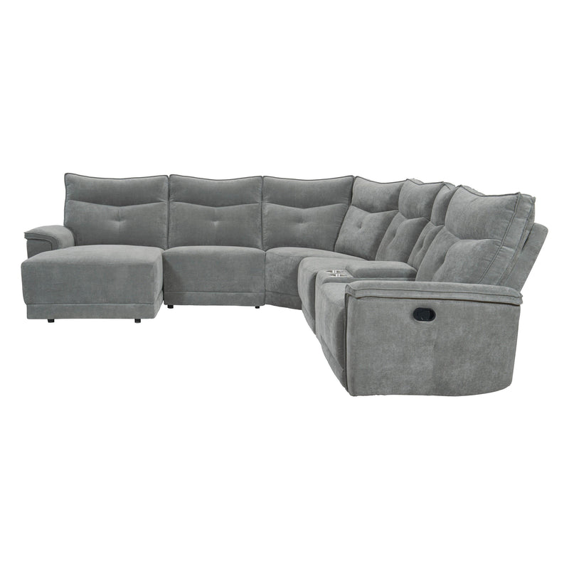 Homelegance Tesoro 9509DG*65LRR 6 pc Modular Reclining Sectional with Left Chaise IMAGE 1