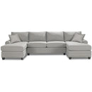 Bassett Carolina Fabric 3 pc Sectional Carolina 3851-CSECT 3 pc Fabric Sock Arm Double Chaise Sectional - Texture Gray IMAGE 1