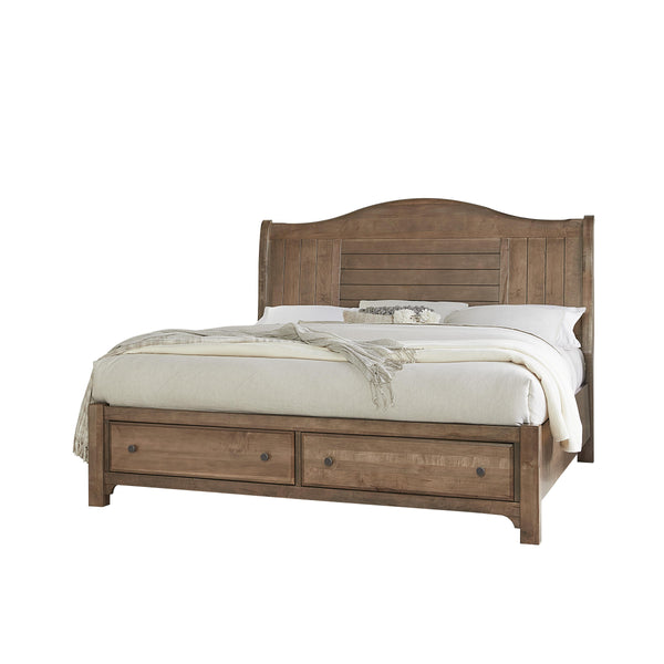 Vaughan-Bassett Cool Farmhouse King Sleigh Bed with Storage 800-663-066B-502-666 IMAGE 1