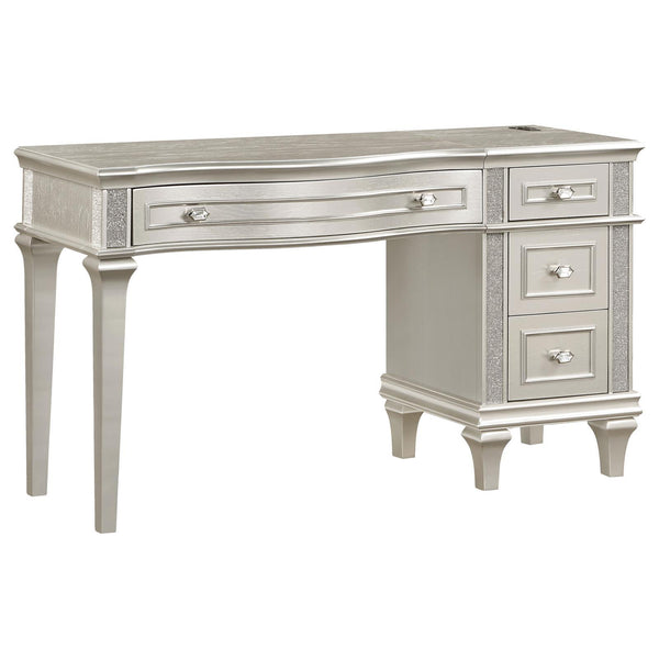  Coaster Furniture Evangeline 223397 4-Drawer Vanity Desk Makeup Table - Silver Oak IMAGE 1