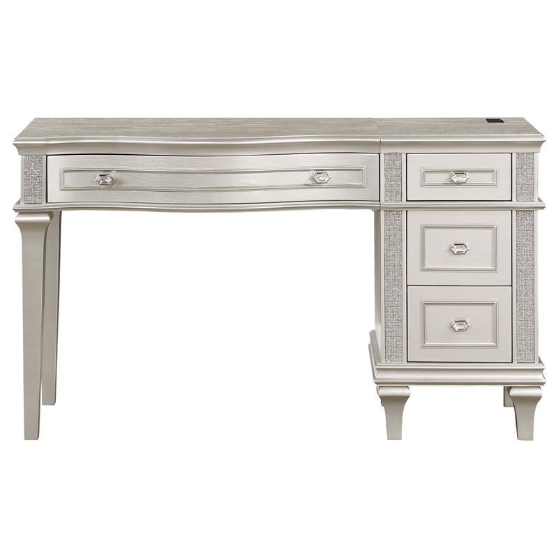  Coaster Furniture Evangeline 223397 4-Drawer Vanity Desk Makeup Table - Silver Oak IMAGE 3