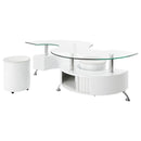  Coaster Furniture Buckley 703400 3-piece Coffee Table and Stools Set - White High Gloss IMAGE 3