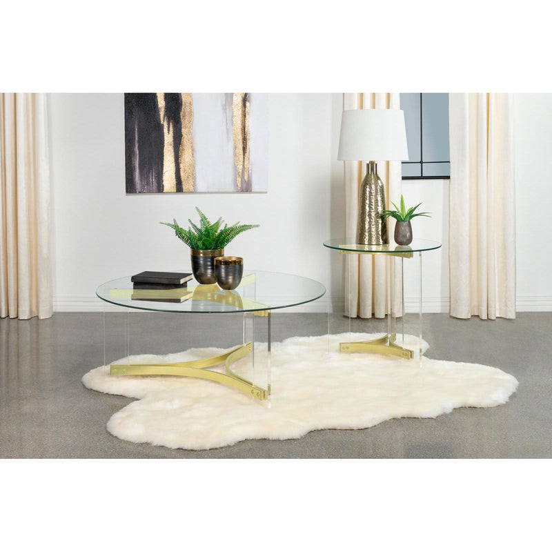 Coaster Furniture Janessa 710067 End Table - Clear/Matte Brass IMAGE 2