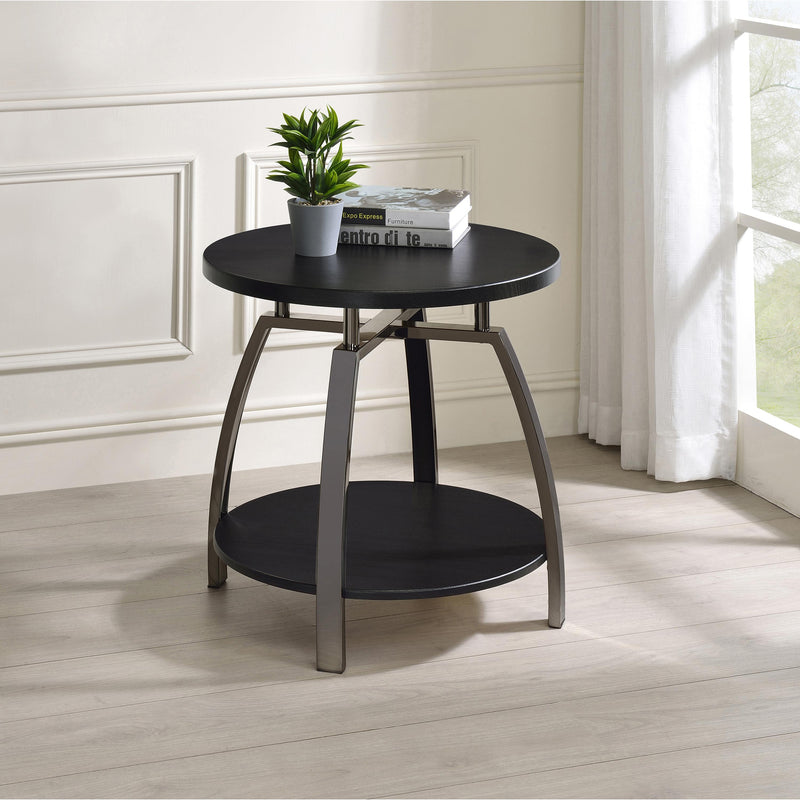 Coaster Furniture Dacre 722207 Round End Table - Dark Grey/Black Nickel IMAGE 4